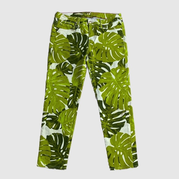 Kate Spade Broome Street Havana Leaf Cropped Jeans Size 28 Green Boho Tropical - Picture 11 of 11
